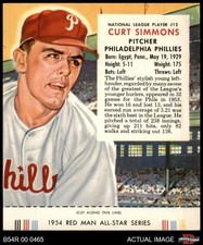 1954 Red Man #12 Curt Simmons With Tab  Phillies 5 - EX