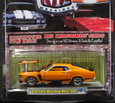 M2 Machines 1970 Ford Mustang Boss 302 Lift-Off Hood Detroit Muscle Car R3 09-06
