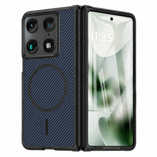 Magnetic Case For Motorola Razr Fold 2026 Carbon Fiber Texture Hard Rugged Case