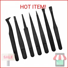 7pcs Precision Anti-static Tweezers, Marrywindix Plastic Tweezers for Electronic