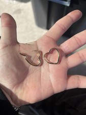 SIMPLE GLOSSY HOLLOW HEART SHAPED HOOP EARRINGS STAINLESS STEEL 18K GOLD PLATED