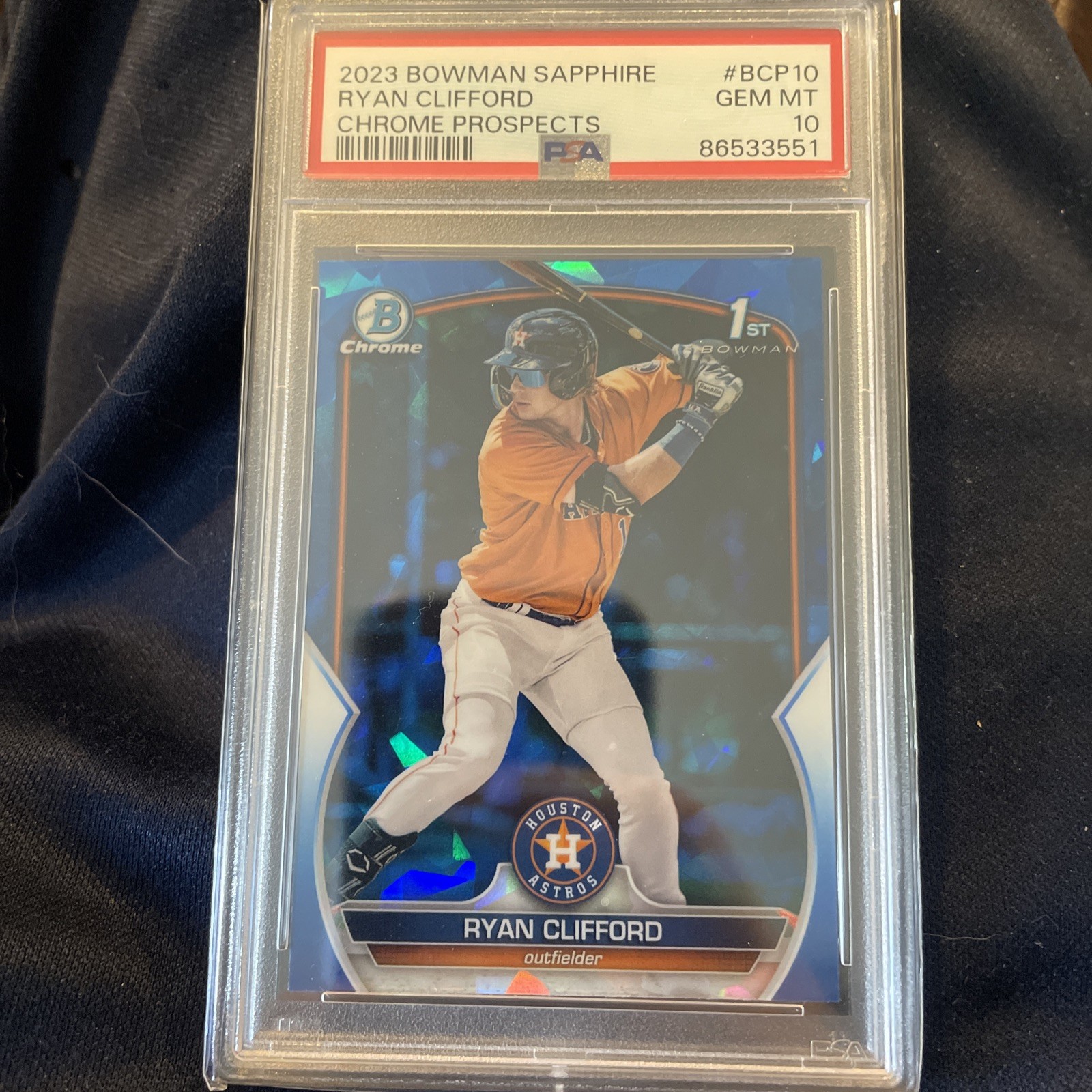 Ryan Clifford 2023 Bowman Chrome 1st Sapphire Edition Card #BCP-10 PSA 10