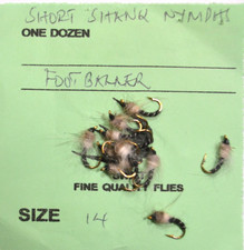 SHORT SHANK NYMPHS FOOT BKLLER Hook Size:14 / 1 DOSEND (12)  WET FLIES.