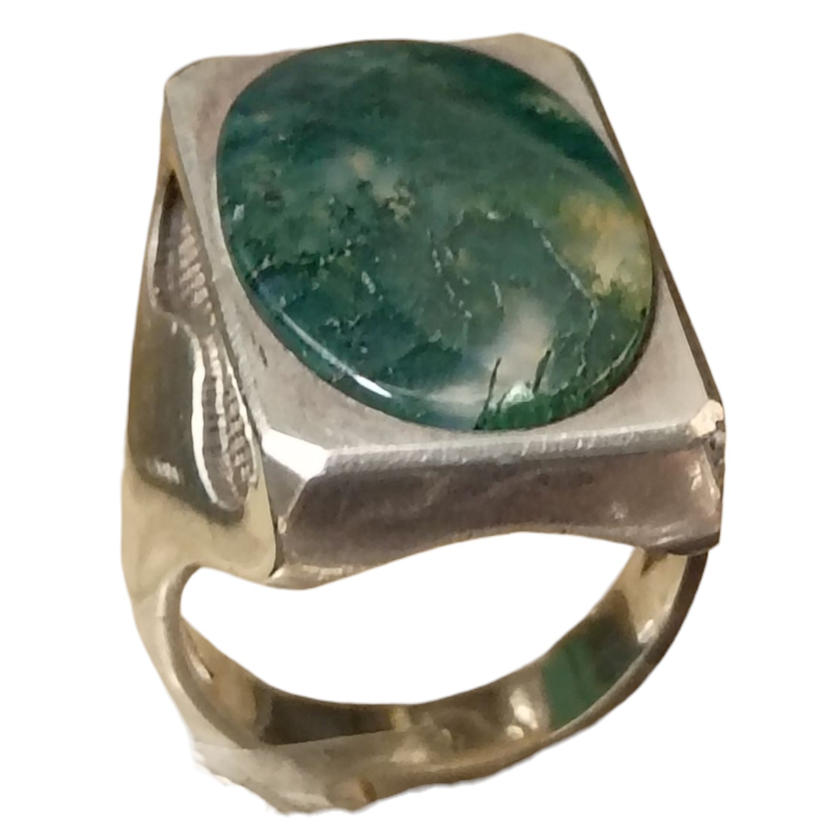 Abstract Moss Agate Rectangular Sterling Silver L… - image 4