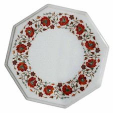 15" Marble Table Top Semi Precious Stones Carnelian art Inlay Home Decor