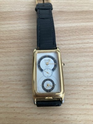 Pulsar WWW2-5000 D Japan Dual Time Dial Herrenuhr Dress Watch Rare Gold Art Deco