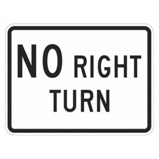 Lyle T1-5662-Eg_24X18 No Right Turn Traffic Sign, 18 In H, 24 In W, Aluminum,