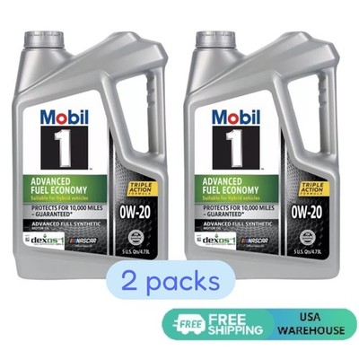 2 packs Mobil 1 5 qt. 0W-20 Adv Fuel Eco Full Synthetic Motor Oil, Fast Delivery