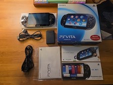 Sony Ps Vita PCH-1100 Crystal Black Model Console  Charger CIB TESTED