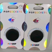 PopSockets pop grips for cellphones New sealed 2 pack black pop sockets popgrip