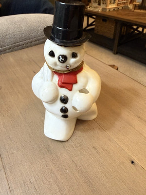 Rosbro vintage 1950s hard plastic snowman candy container 