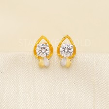 Solid 22k Yellow Gold Solitaire CZ Teardrop S...