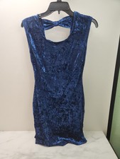 Vintage Forever 21 Blue Velvet Feel Dress Juniors Size Small D4