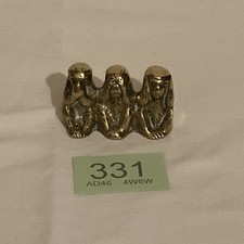 Brass Three Wise Monkeys Ornament Small Brass Heavy Speak See Hear No Evil