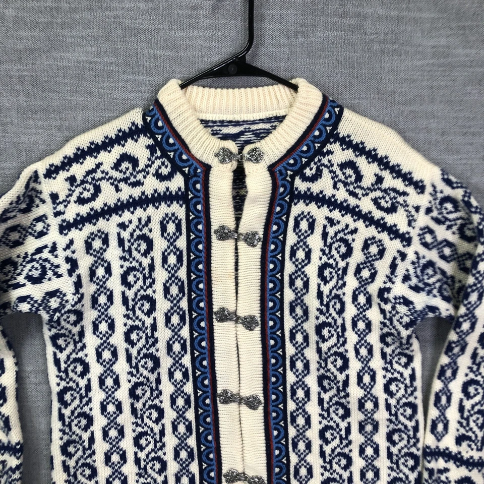 Vintage Dale of Norway Sweater Womens M Blue White Wool Norwegian Cardigan 90s - Image 2 of 4