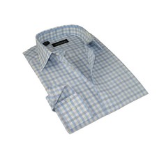 Men Mondego 100 Cotton Dress Sport Classic Business shirt sn100 blue checker