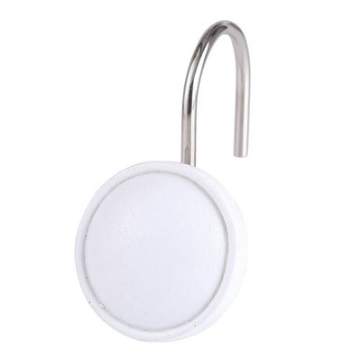 Twofishes White Color Rounds Ceramic Resin Shower Curtain Hook, White Decorat...