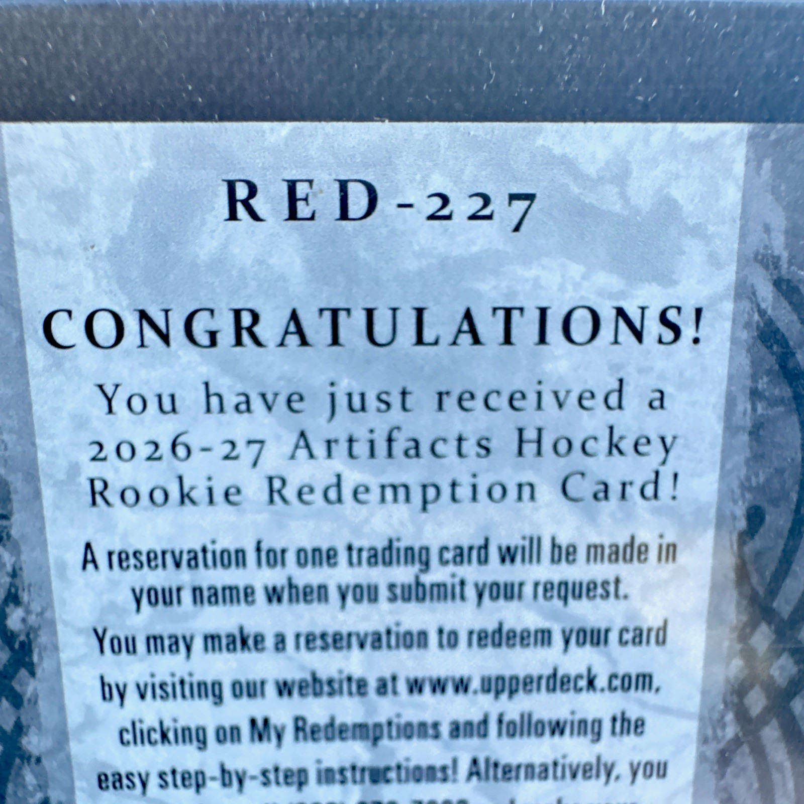 Toronto Raptors Logo/text Upper Deck 2026-27 Artifacts Rookie Redemption Toronto Maple Leafs RED ...