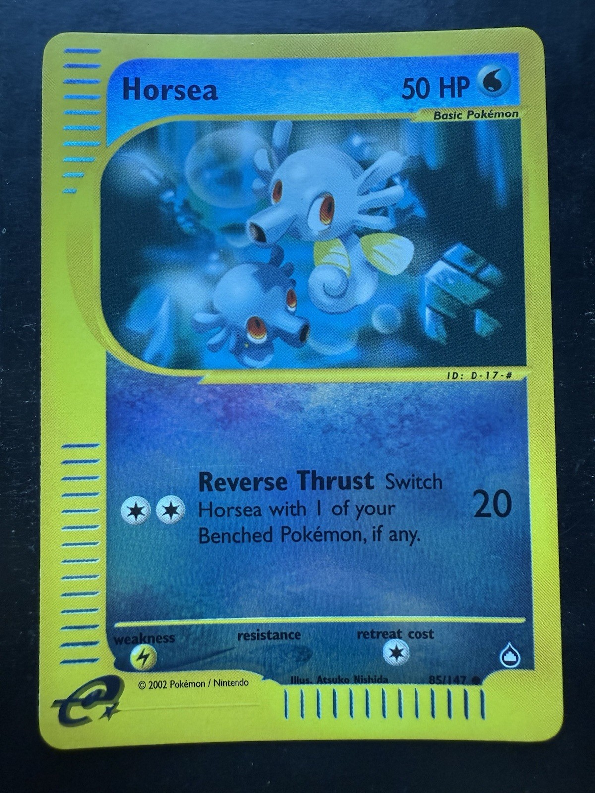 Pokemon Horsea 85/147 Aquapolis 2002 Reverse Holo Vintage E-Series (LP+)