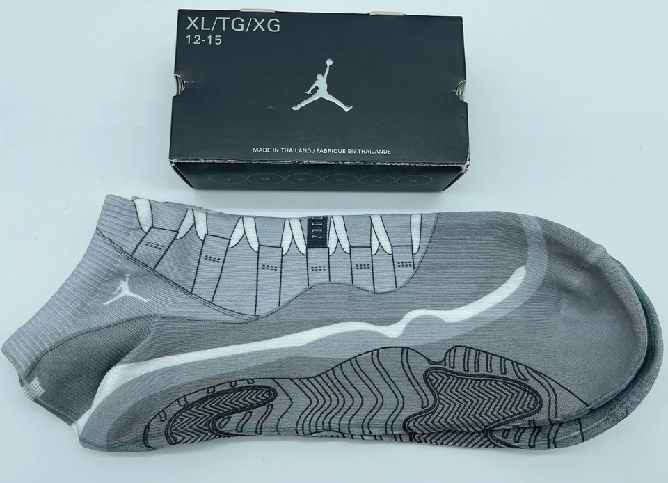 Nike Air Jordan 11 Cool Grey Retro Socks XL 12-15, Cool Grey/White Rare 2010 - Image 2 of 2