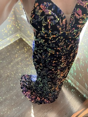 Formal Party Prom Dress Purple Color shift Sequin Cinderella Divine Dress Sz 10