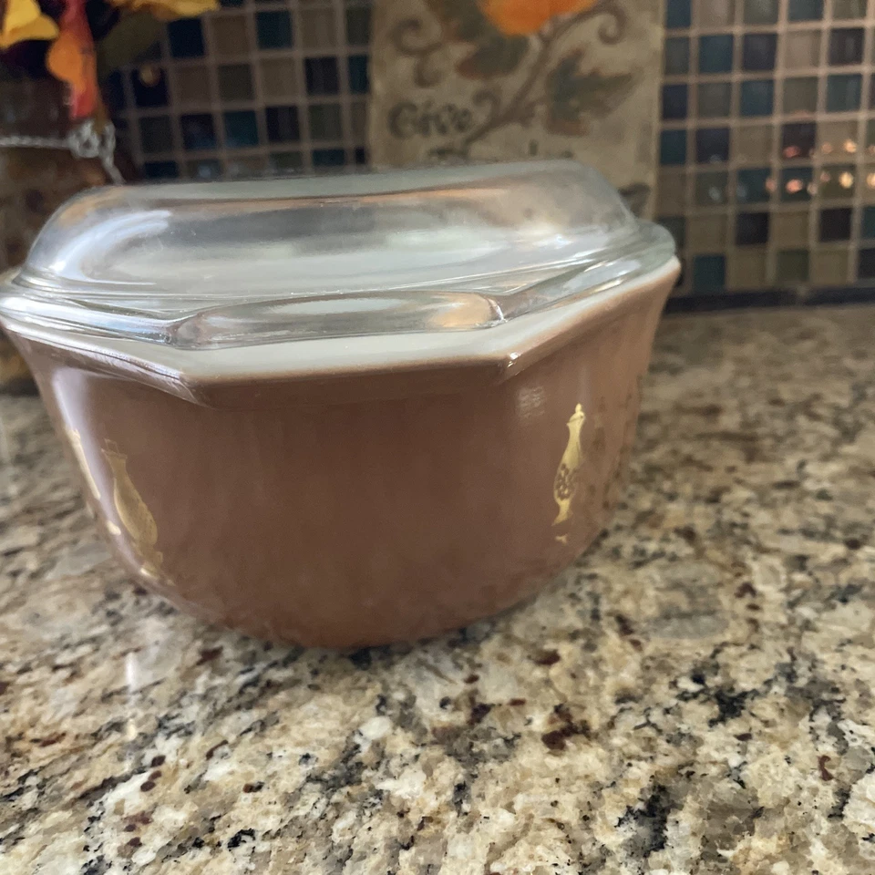 Vintage Pyrex Brown Gold Early American 1.5 Qt Casserole Baking Dish W/ Lid Nice - Image 4 of 4