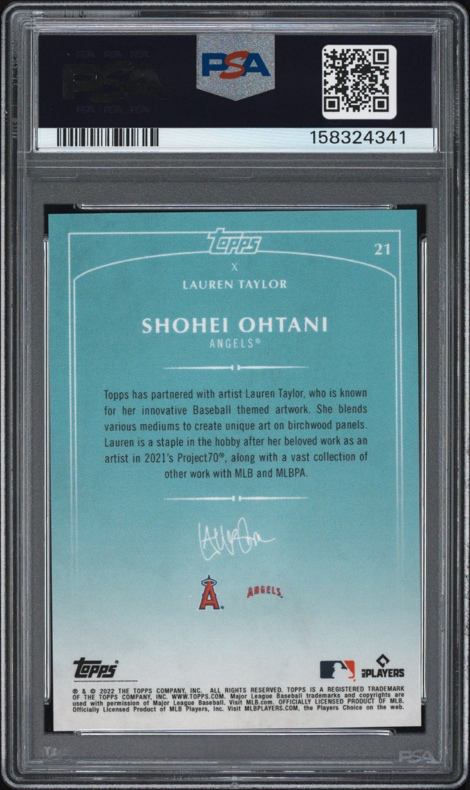 2022 Topps x Lauren Taylor SHOHEI OHTANI #21 Artist Autograph PSA 9/DNA AUTO 10 view 2