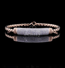 3.50 CTW Round Lab-Grown Diamond Pavé Bar Bracelet ,Mens Bracelet IGI Certified
