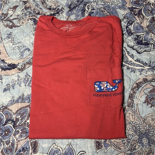 Vineyard Vines Men’s Red Whale Logo Graphic Pocket T-Shirt Crew Neck L Regular