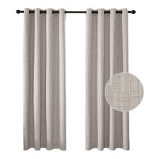 JSFLY Jacquard Linen Curtains 63 inch Length 2 42"W x 63"L Pack of 2 , Beige