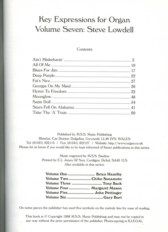 STEVE LOWDELL "In The Style Of...” Vol.7 - Music Book for Organ [NEW] - Image 2 of 4