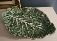 Vintage Bordallo Pinheiro Green Cabbage Leaf Large Oval Serving Platter 40cm