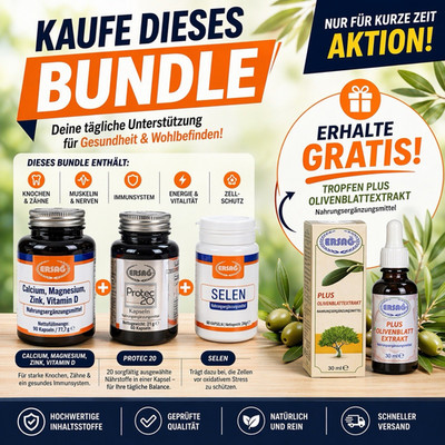 Immunsystem Vitamin Set D3 Zink Magnesium Calcium Selen + GRATIS Olivenextrakt