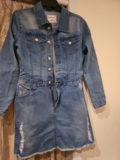 Highway Jeans Mini Dress With Buttons ,zipper and Pockets