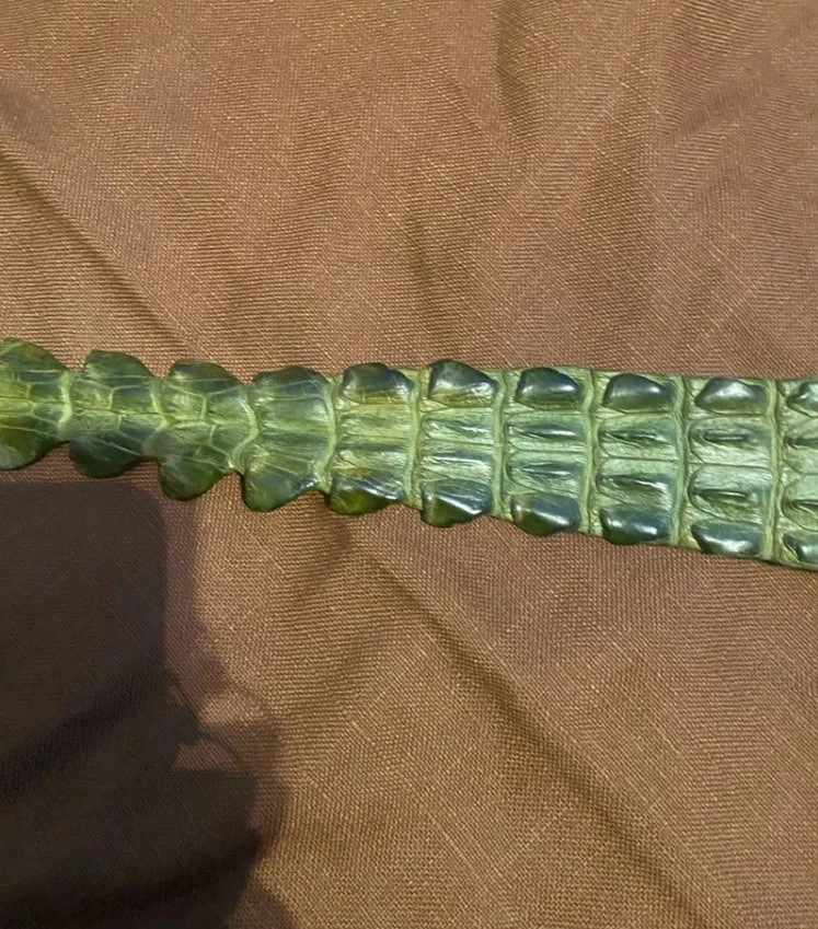 Cinturón de cocodrilo de diseñador verde salvia unisex raro vintage Foto 2 de 4