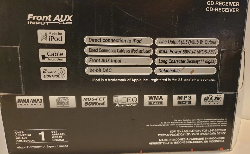 JVC KD-PDR45 Car Stereo AM/FM CD Player Radio Receiver Detachable Face + Remote. - Image 2 of 4