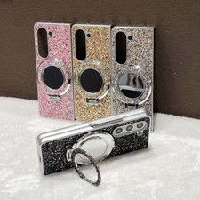 For Samsung Galaxy Z Fold 7/6/5/4/3 Glitter PC Mirror Case Stand Mag Safe Cover