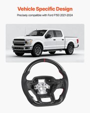 Steering Wheel for 2021-2024 Ford F150, Carbon Fiber Steering Wheel D-Shaped Fl