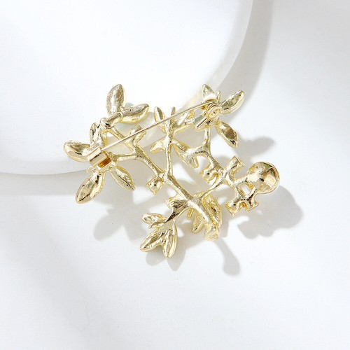 Beautiful Art Deco Style Enamel Crystal Bamboo Pearl Brooch Badge Pin Gift - Picture 3 of 7