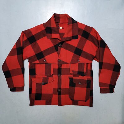 Vtg 50s WOOLRICH Hunting Coat Wool Plaid Fishing Jacket Sz 40 RARE