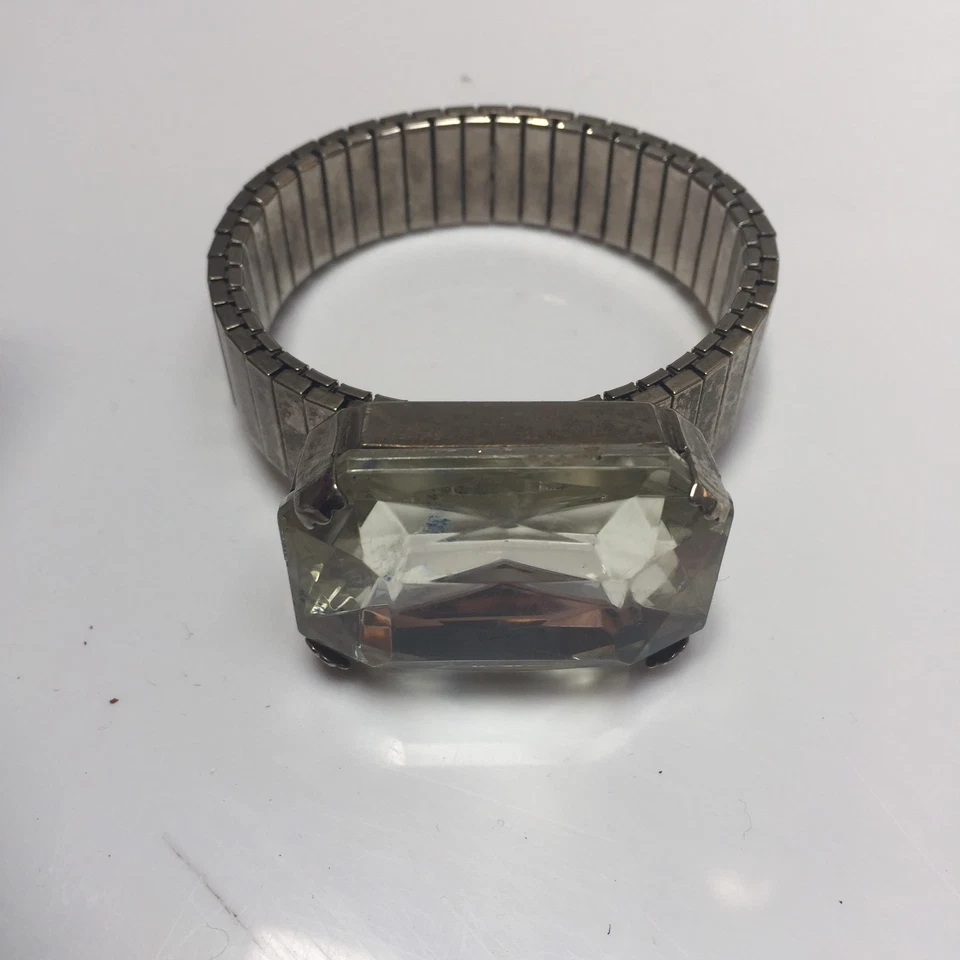 Pulsera elástica antigua vintage de plata de plástico diamante cristal REGALO Foto 3 de 4