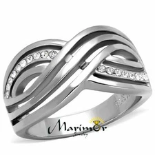 Women's Round Cut Crystal Stainless Steel Anniversary/infinity Ring Band Sz 5-10