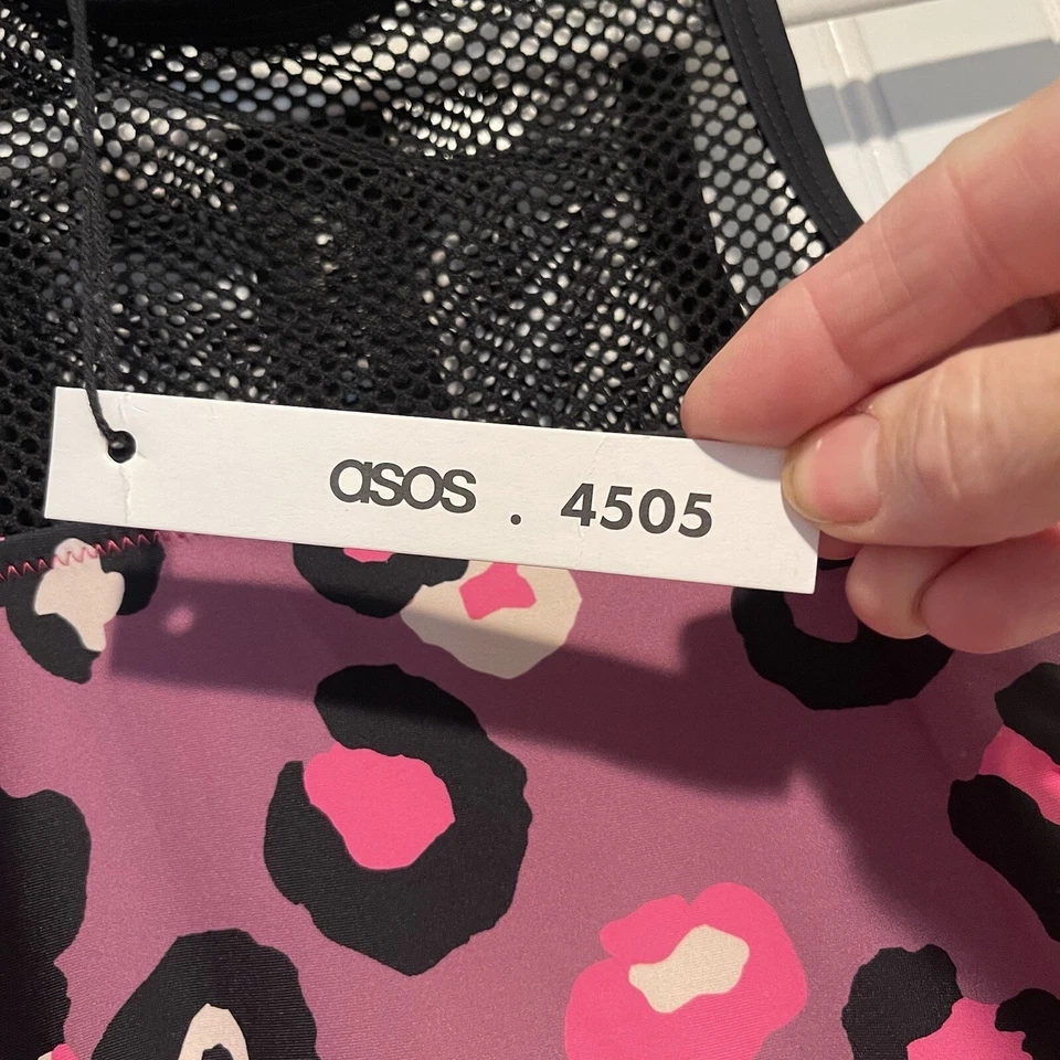 Купальник цельный ASOS розовый леопард сетка размер 6 - Изображение 2 из 4