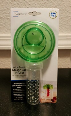 Infuser For Wide Mouth Mason Jar Drink Opening And Green Lid Fruit