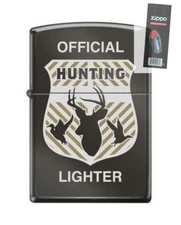Zippo cm6296 RARE official hunting badge black ice Lighter + FLINT PACK