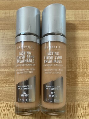 2 Pack Rimmel Lasting Finish 25hr Breathable Foundation-402 Bronze-1 fl oz Read