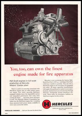 1959 Hercules Motors Canton Ohio Photo Hall Scott Fire Chief Engine Print Ad