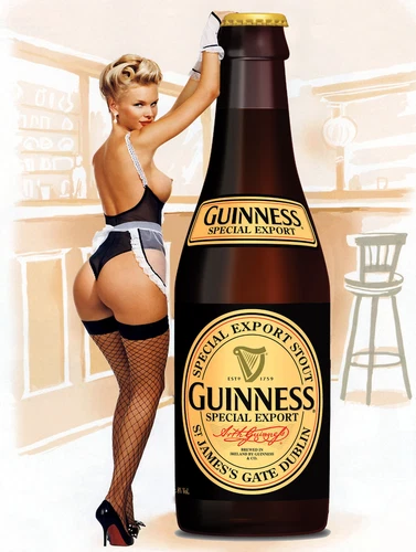 Guinness Pin Up Girl, Retro metal Aluminium Sign vintage  Bar/ Pub