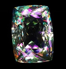 Gemma Sciolta Certificata Arcobaleno Naturale Topazio Mistico 64 Ct Taglio Cu...