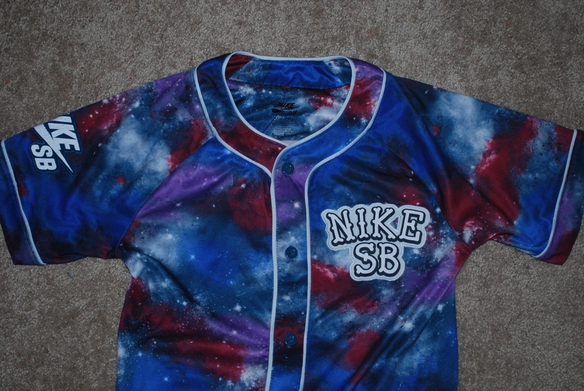 Boy's Nike SB Dri-Fit Cosmic Galaxy Button Up Jersey Shirt (Medium